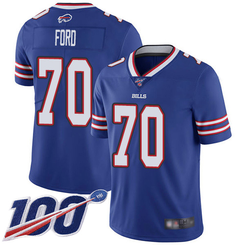 Men Buffalo Bills 70 Cody Ford Royal Blue Team Color Vapor Untouchable Limited Player 100th Season NFL Jersey